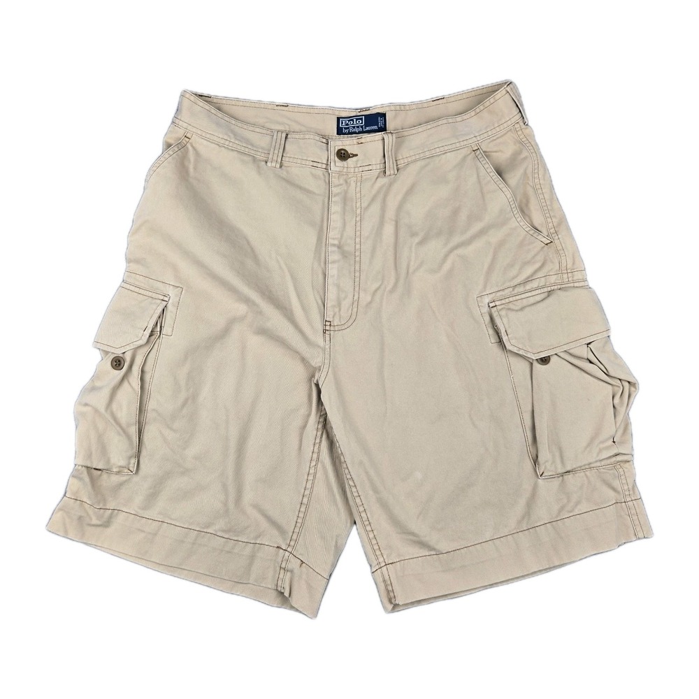 VTG Y2K Polo Ralph Lauren Gellar Fatigue Cargo Shorts Men's 36 Tan Khaki Cotton
